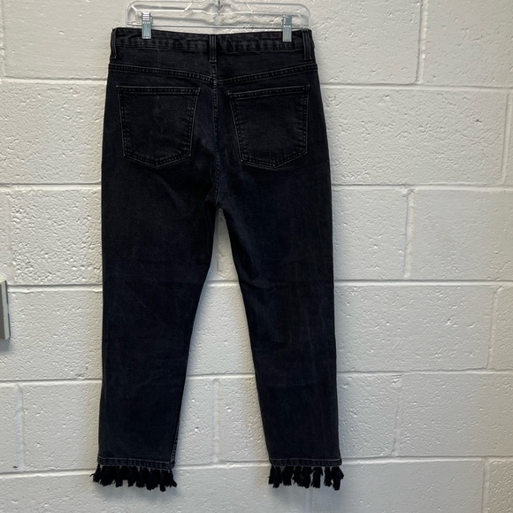 Topshop Moto Black Denim Jamie Jeans with Tassle Hem Sz. 30 - Picture 8 of 12